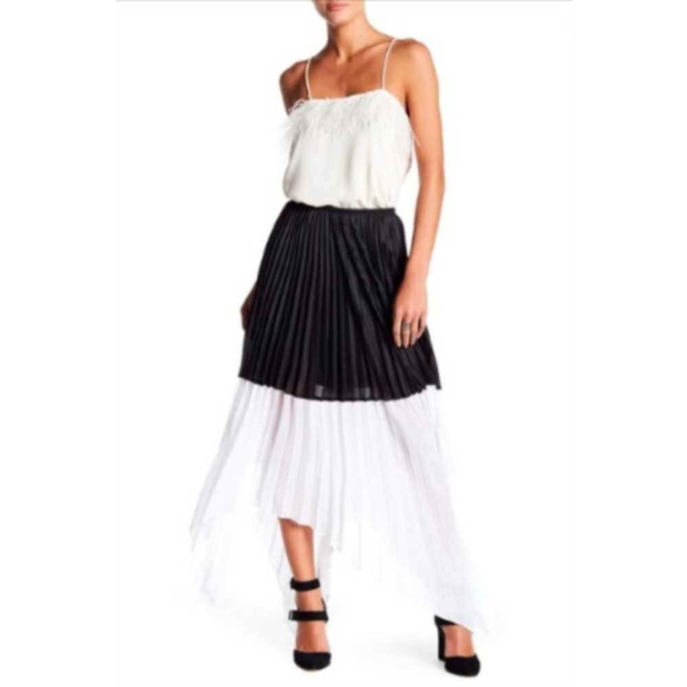 BCBG Christy Asymmetrical Colorblock Satin Skirt M